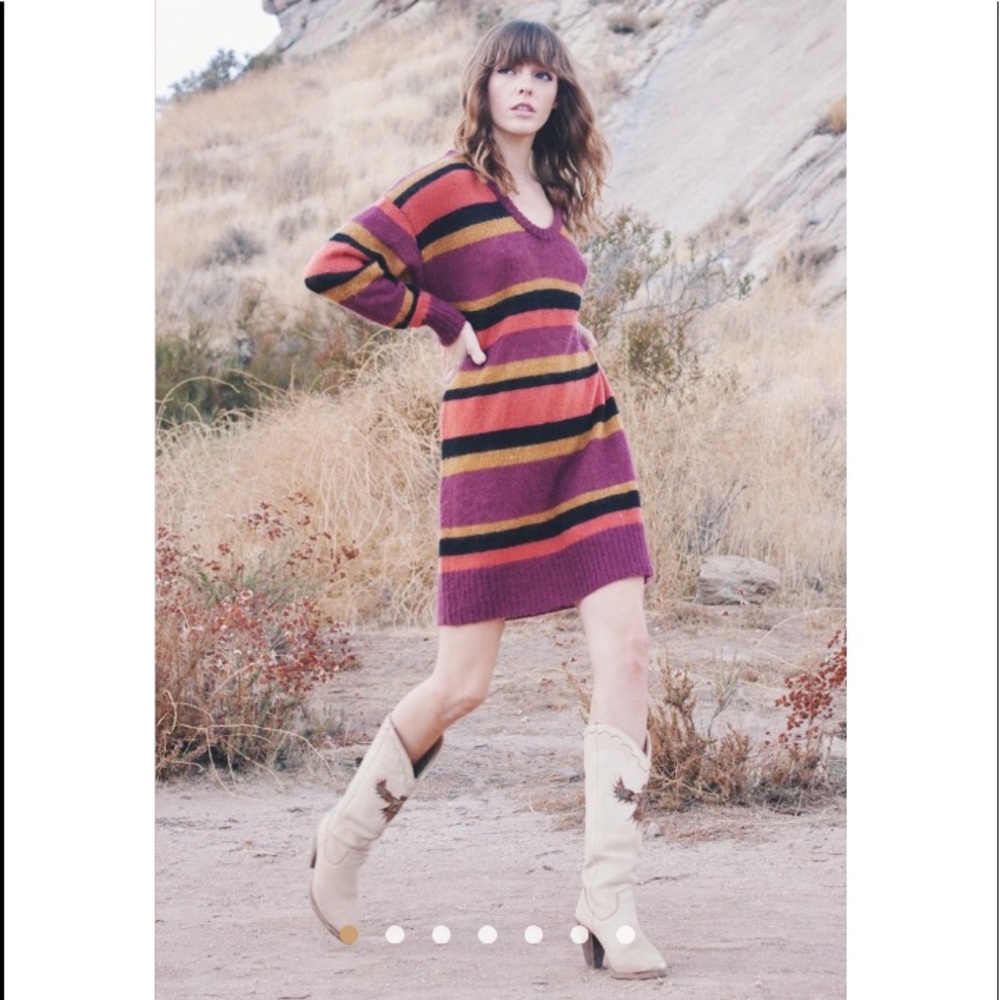 band of gypsies Sourire Striped Sweater Dress